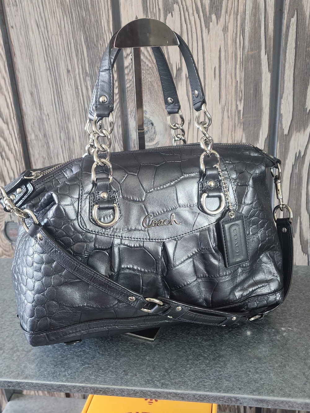 Coach Ashley Croc Embossed Convertible Bag